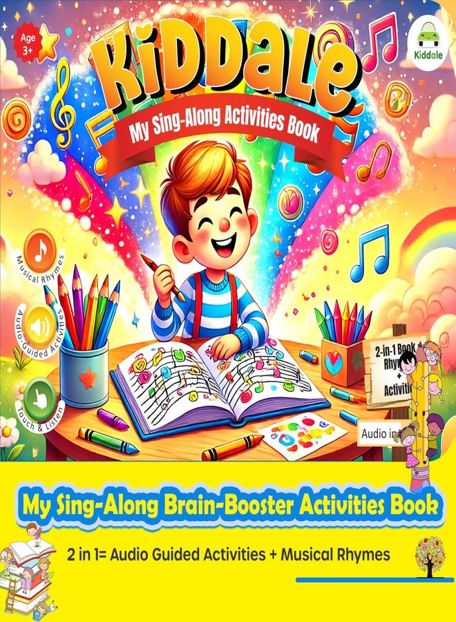 Kiddale 2-in1 Sing-Along Rhymes & Brain-Boosting Activities Sound Book for Kids | Musical Learning & IQ Boosting Activities | Puzzles, Crossword, Match, Sort & Many| Gift for Ages 3-7 - Image 2